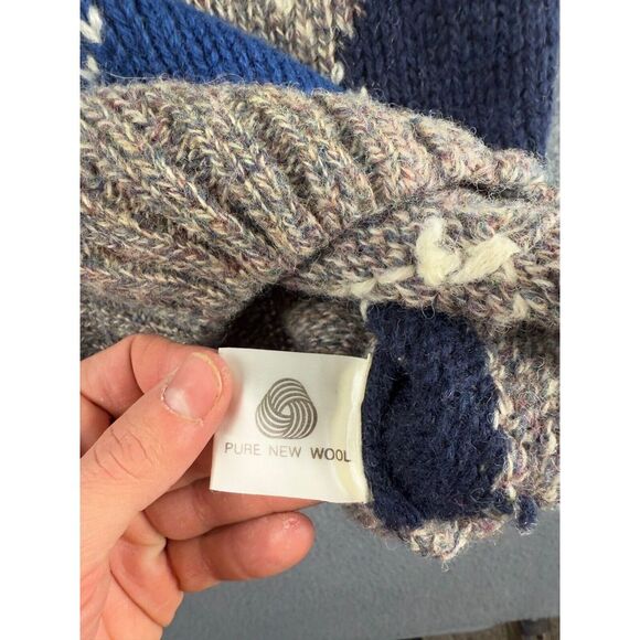 Antartex Sweater Men's S Gray Argyle Diamond Wool Jumper Fisherman Vintage - Picture 6 of 12